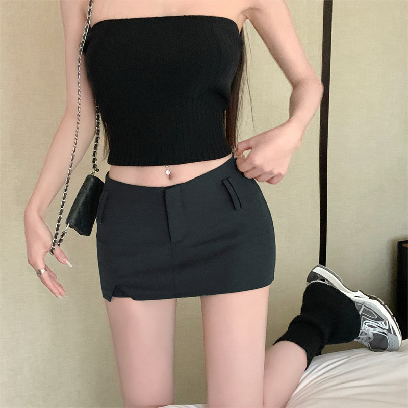 實拍 春夏新款辣妹防走光高腰百搭超短裙包臀A字半身裙