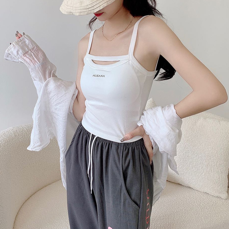 吊帶背心女內搭早秋個性設計性感辣妹印花修身短款純欲外穿上衣服