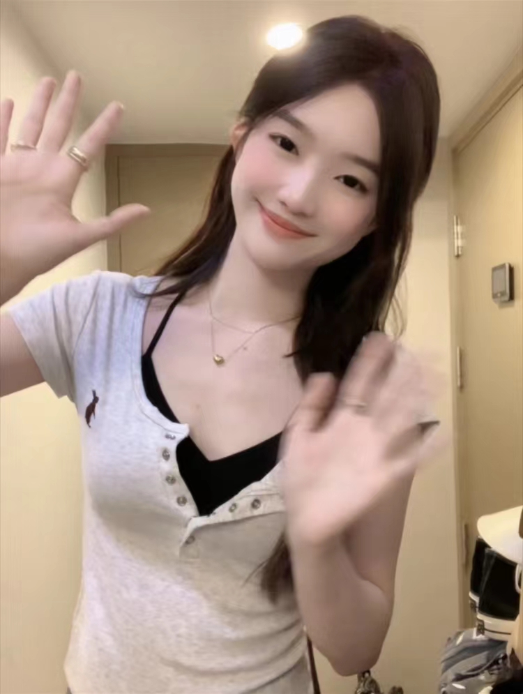 260隨心裁1x1 夏季新款甜妹上衣純欲假兩件套修身短袖