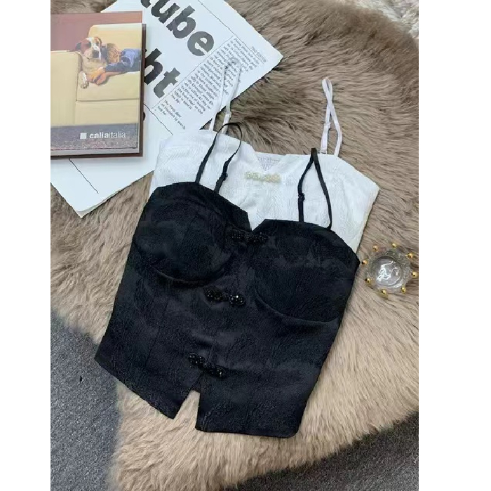 蕾絲新國潮中式旗袍吊帶背心女外穿夏內搭辣妹別致性感上衣