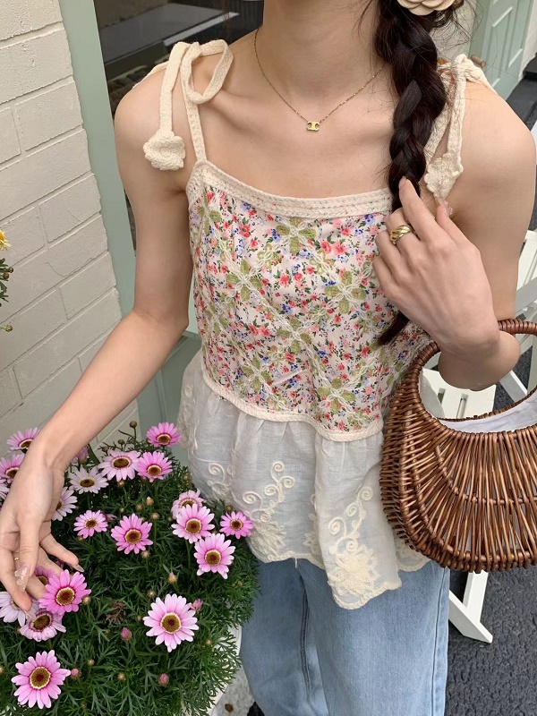 針織小吊帶背心女夏季2024新款韓版法式設計感短款上衣潮