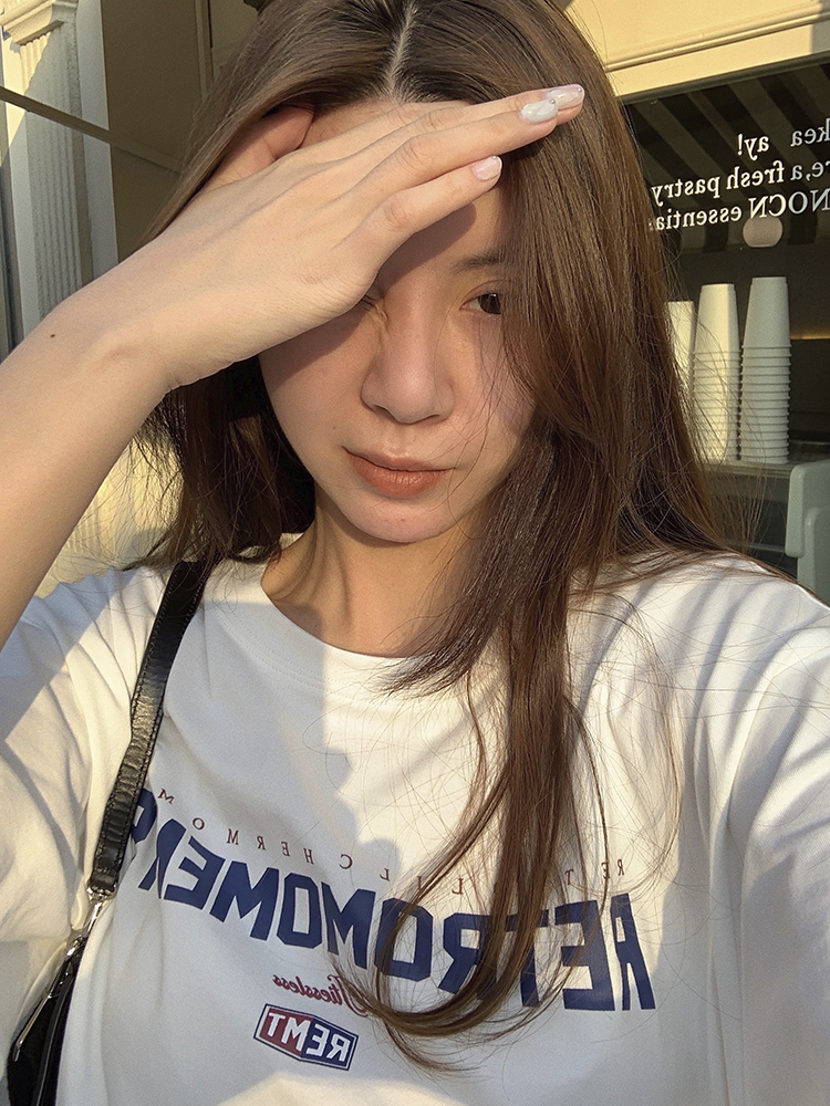 官圖 重磅/精梳純棉 後包領 有縫邊 S-XXXL 夏裝短袖T恤女