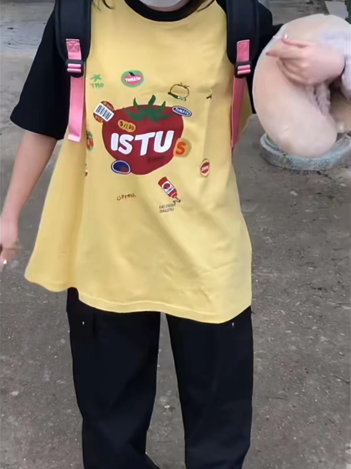 夏日多巴胺穿搭設計感小眾oversize寬鬆上衣 插肩短袖t恤女