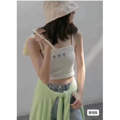 你好卡農 刺繡小花吊帶背心女夏內搭2024新款修身短款上衣外穿潮