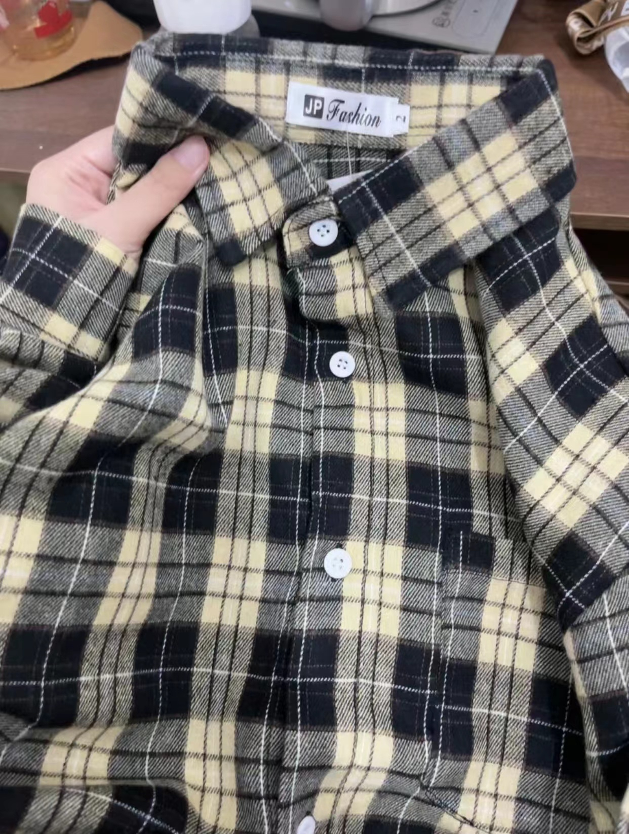 港風復古chic格子襯衫女春秋冬季高級設計感美式潮牌小眾上衣外套