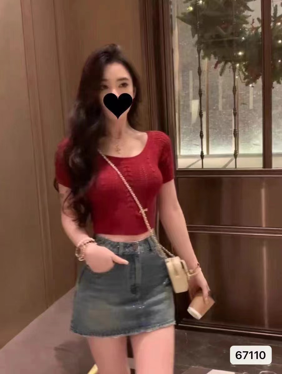 夏季新款設計感純欲氛圍感大圓領鏤空麻花短袖上衣女