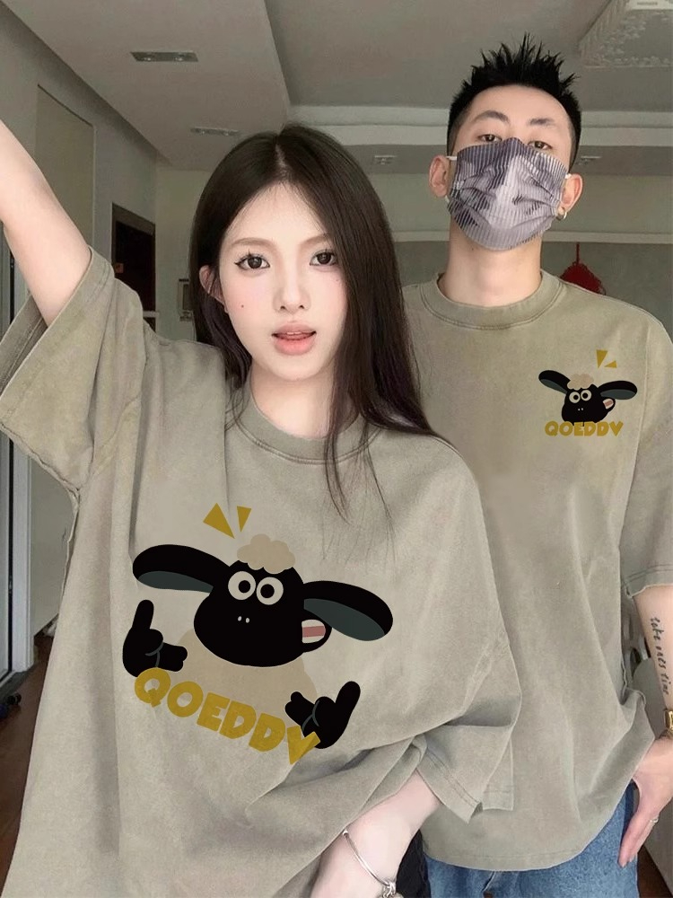 早春潮牌夏裝t恤2024新款超火高級感不一樣情侶裝短袖純棉女衣服