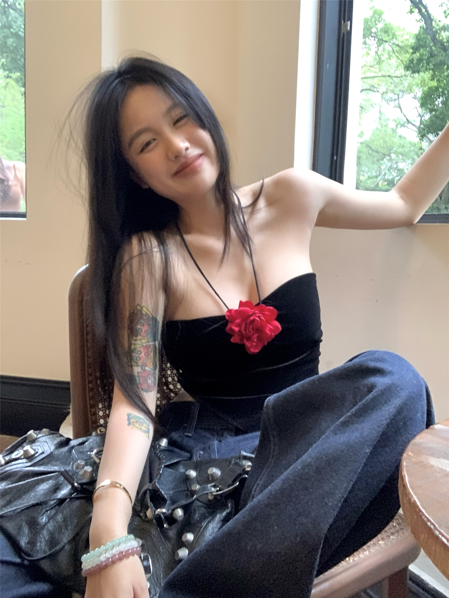 Real shot ~ hot girl flower tube top for women early spring 2024 new sexy outer wear short top