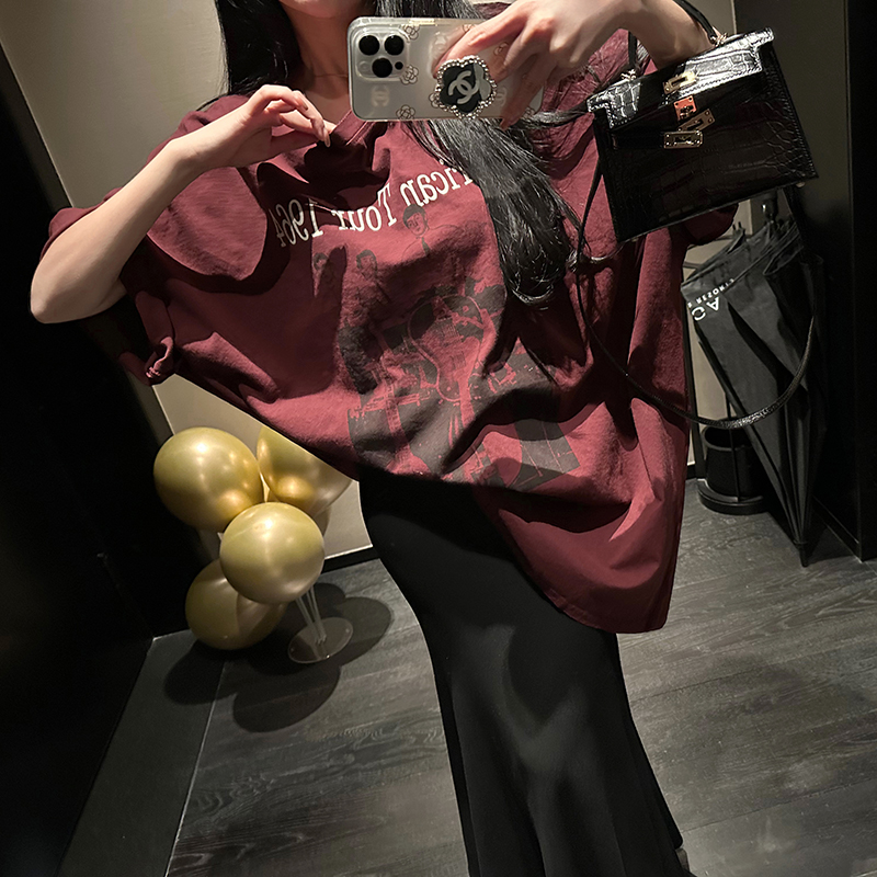 官圖 重磅/精梳純棉 後包領 有縫邊 S-XXXL 夏裝短袖T恤女