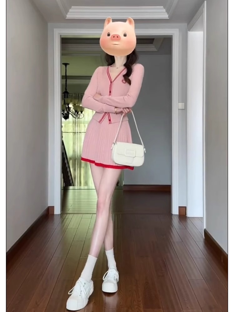 2024早春套裝新款女裝韓系多巴胺小香風裙子兩件套初春穿搭一整套
