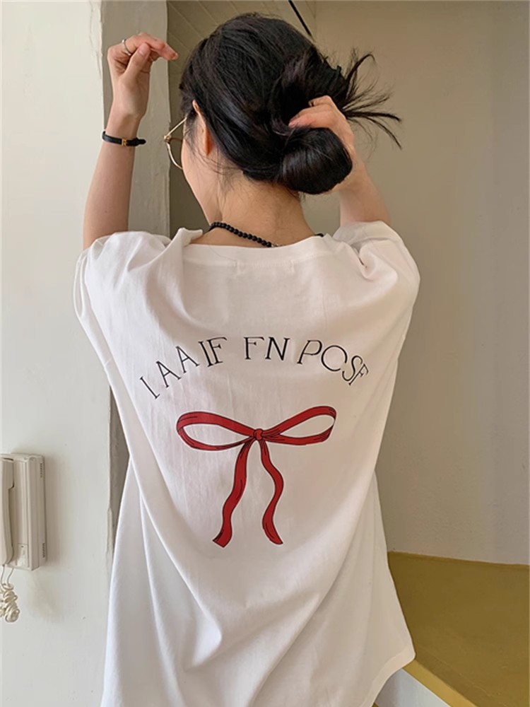 純棉200克精梳緊密100%棉直播品質前後印花短袖t恤女