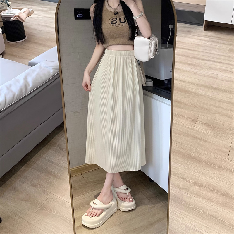 夏季2024新款壓褶半身裙女