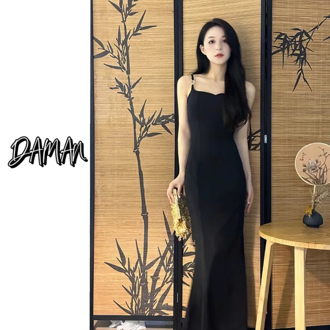 DM大女主約會裙夏季吊帶顯瘦設計感連衣裙高級性感收腰魚尾裙