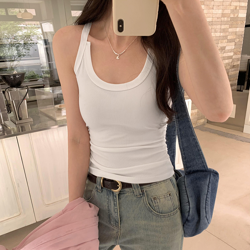 實拍圖設計感小眾辣妹吊帶背心女春夏2024新款修身顯瘦無袖上衣