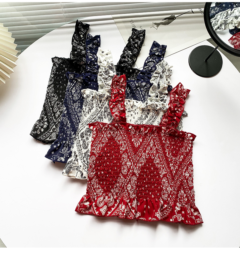 Personalized printed camisole women's spring and summer 2024 new Korean style slim stretch short style retro top
