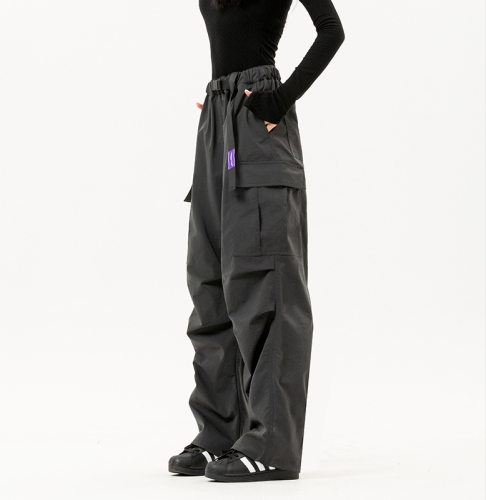 运动裤女春夏季美式宽松垂感直筒小个子显瘦休闲工装裤