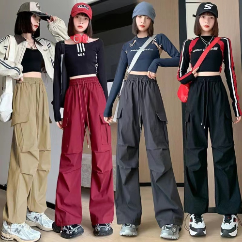 American casual overalls for women in autumn and winter new style high-waisted loose slimming straight-leg harem sweatpants