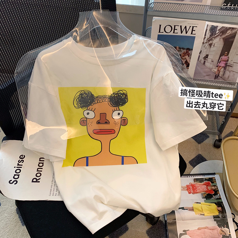 2024年夏裝新款 220克/精梳純棉後包領有縫邊S-XXXL夏裝短袖T恤女