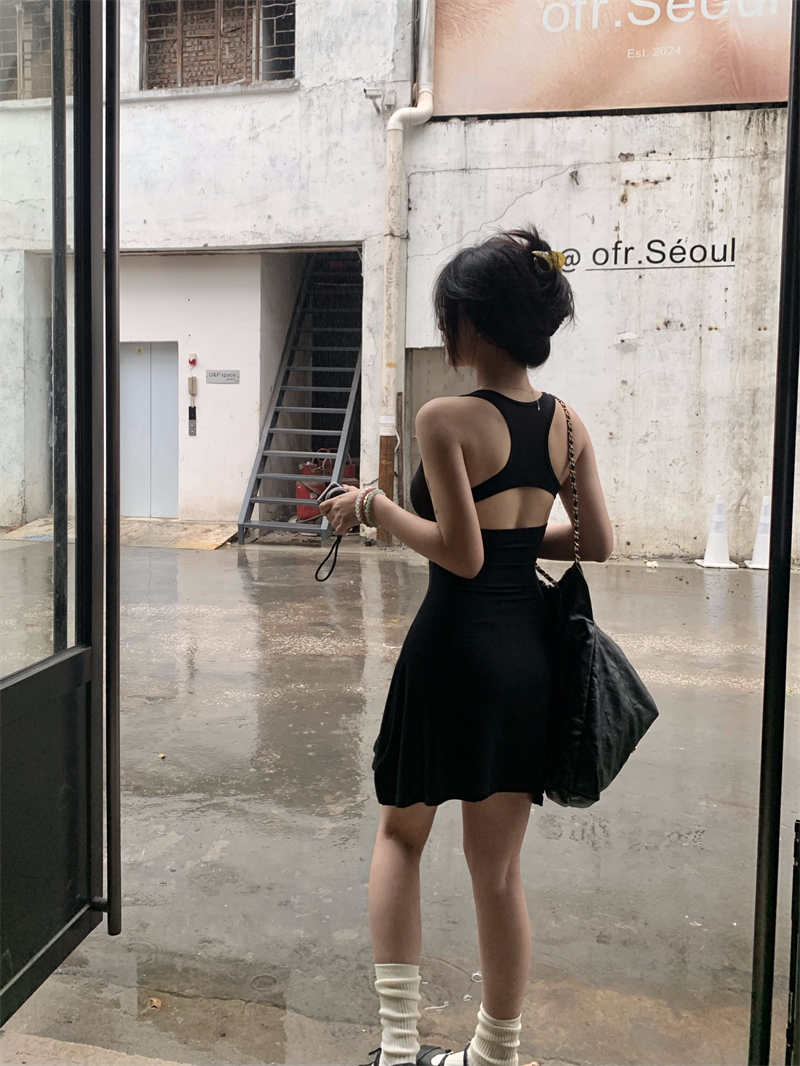實拍~ 黑色連衣裙女2024年新款超好看氣質法式小眾設計裙子