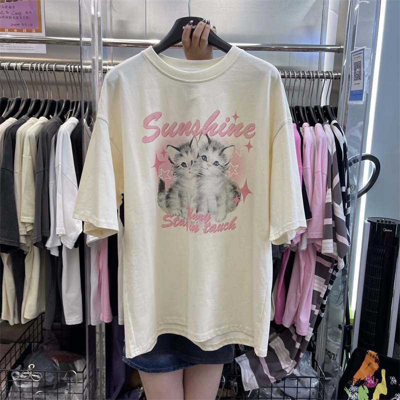 2024年夏裝新款 220克/精梳純棉後包領有縫邊S-XXXL夏裝短袖T恤女