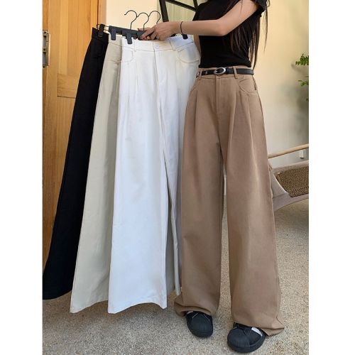 Real shot!  2024 New Casual Pants Washed Cotton Design Elastic Waist Pants White Slim Pants Women