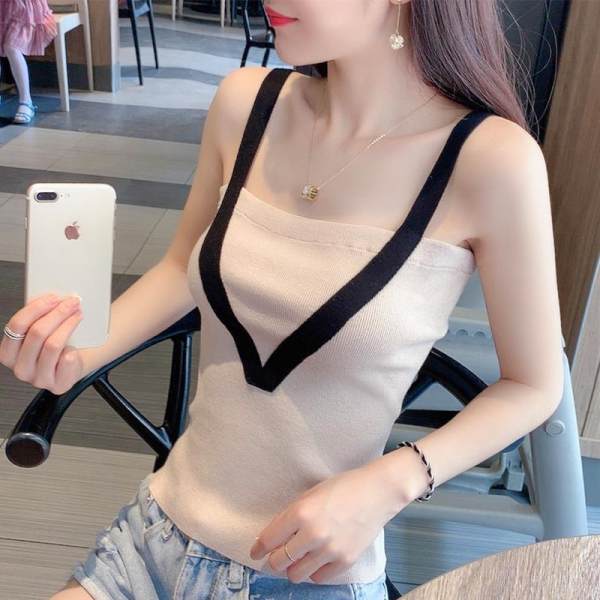 天貓品質針織打底衫小吊帶背心女士性感上衣潮設計感小眾夏季