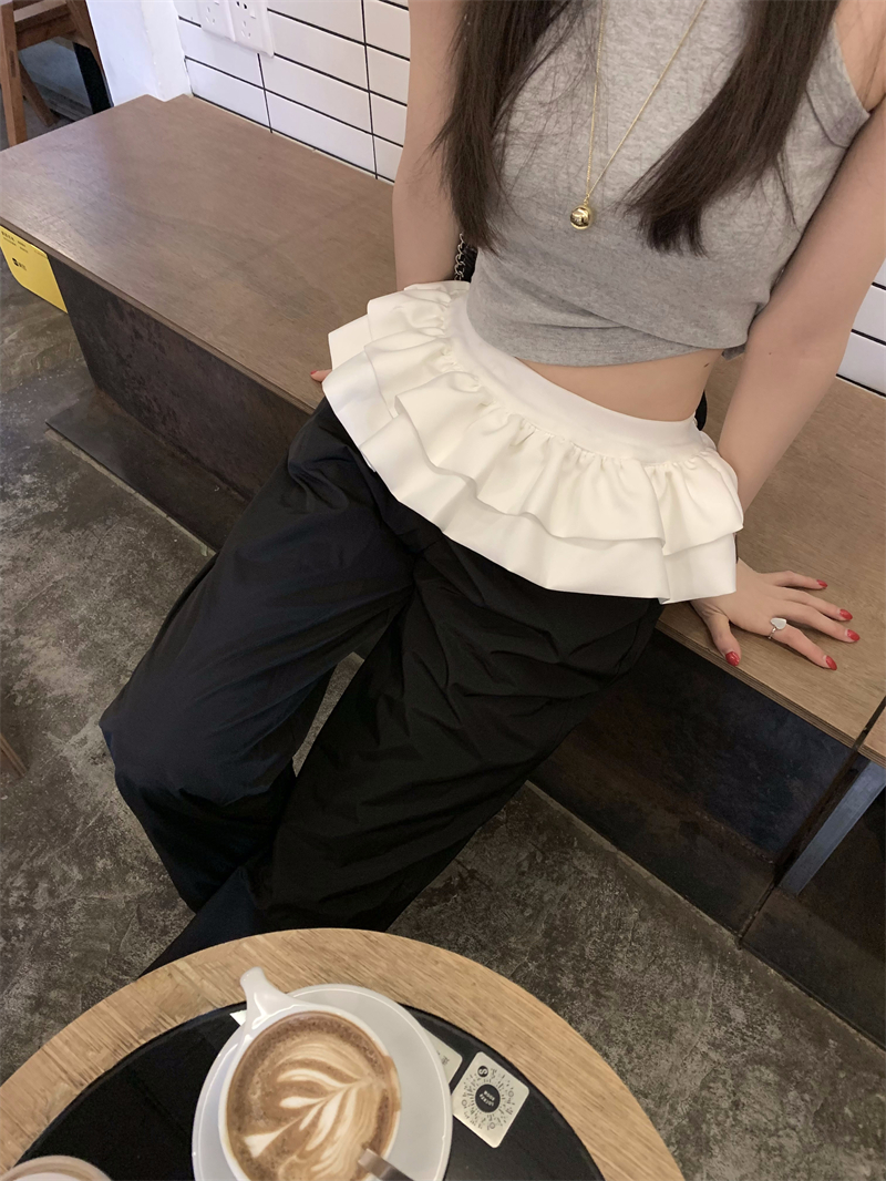 Real shot, ballet style~~fake two-piece tutu skirt, contrasting color drawstring casual pants