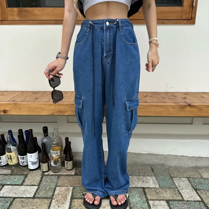 休閒口袋腰頭抽繩系帶鬆緊腰休閒褲
