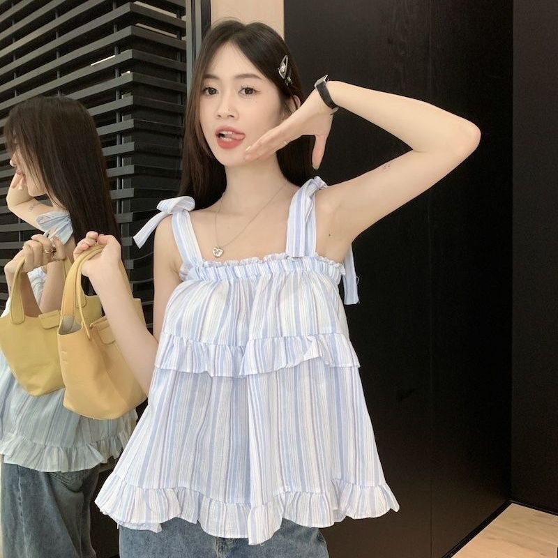 新款甜美吊帶上衣小清新純欲百搭吊帶背心女夏季設計感顯瘦上衣女