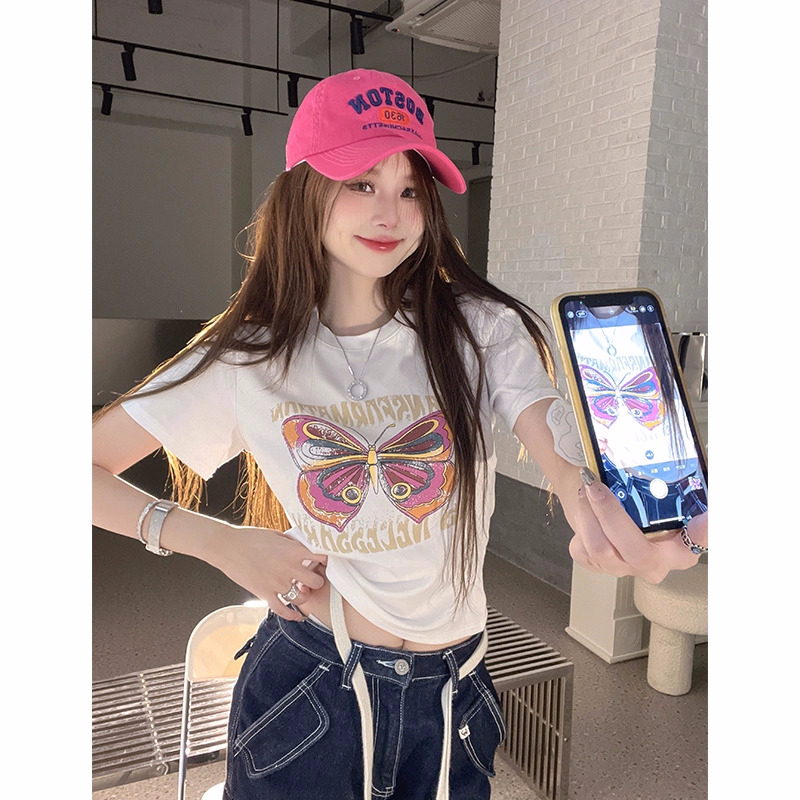 2024年夏裝新款 92棉/8氨綸40支210g純棉 修身短款T恤女短袖