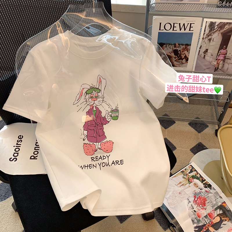 2024年夏裝新款 220克/精梳純棉後包領有縫邊S-XXXL夏裝短袖T恤女