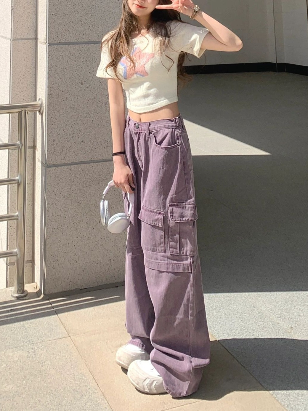 星星字母針織短袖女夏季美式復古甜辣妹短款印花體恤正肩圓領上衣