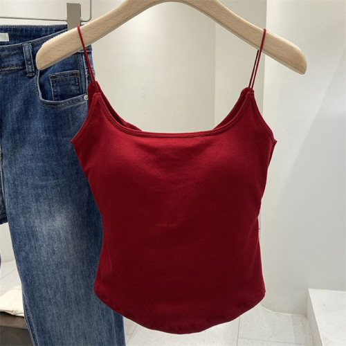 Price~Quality model running quantity price camisole vest for inner wear and outer wear with beautiful back solid color top with chest pad