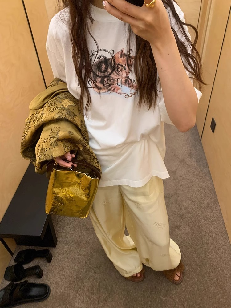 2024年夏裝新款 220克/精梳純棉後包領有縫邊S-XXXL夏裝短袖T恤女