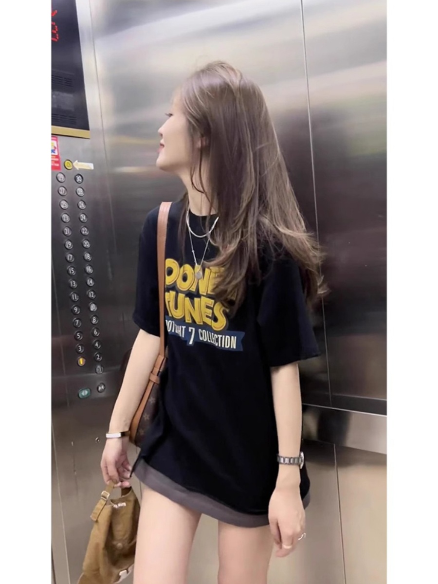 2024年夏裝新款220克/精梳純棉後包領有縫邊S-XXXL夏裝短袖T恤女