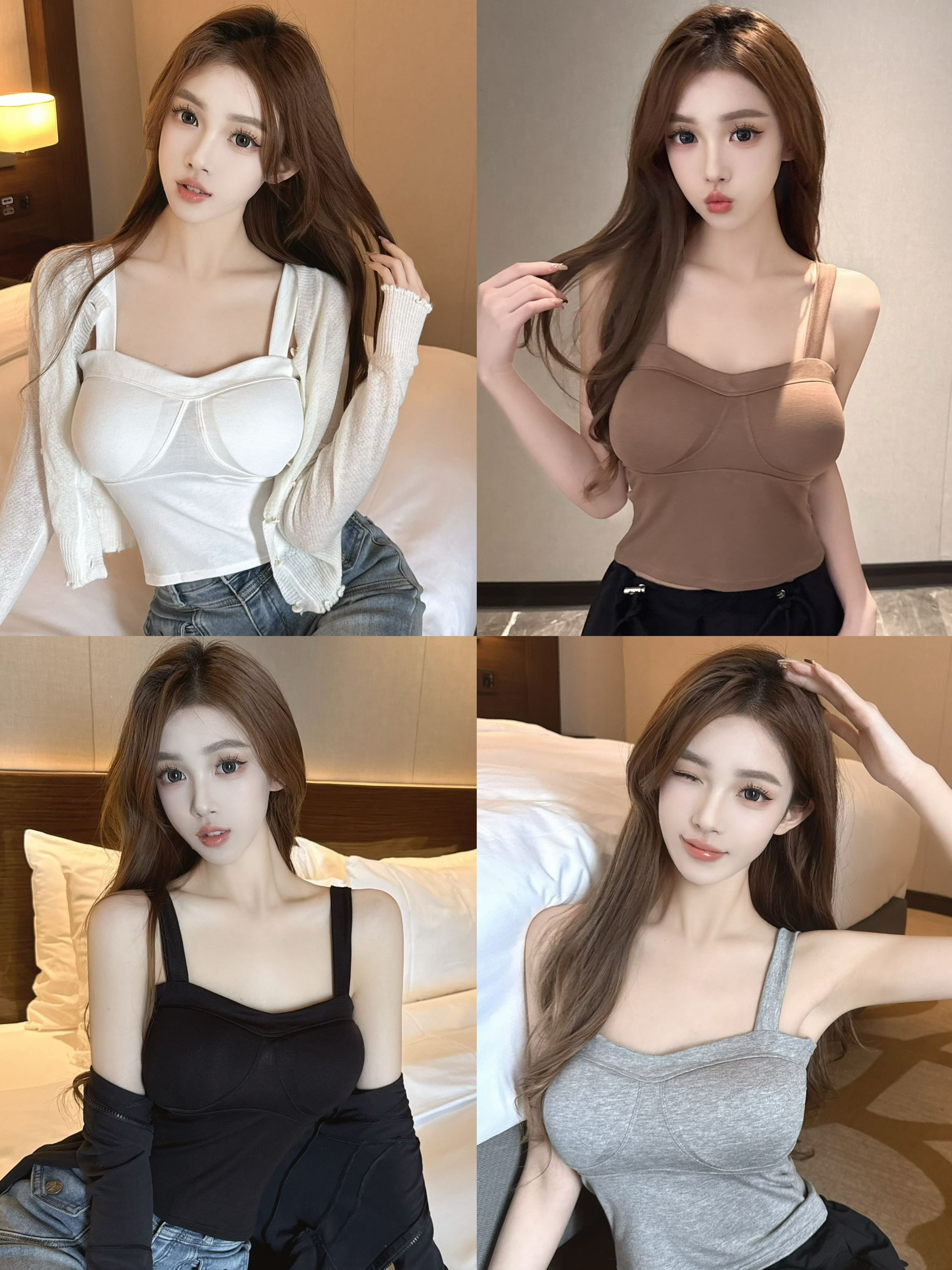 實拍  別致吊帶背心女內搭打底外穿一體抹胸美背上衣帶胸墊