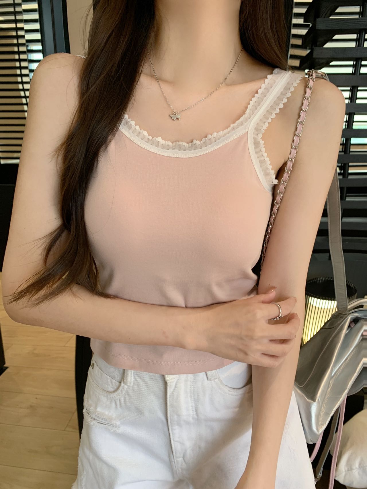 吊帶背心女內搭2024新款春夏蕾絲多巴胺打底美背純欲辣妹外穿上衣
