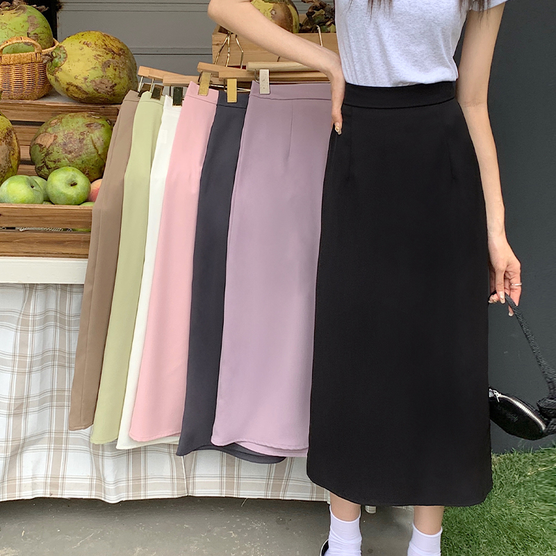 7085實拍~大碼女裝夏西裝半身裙設計感小眾高腰中長款a字長裙