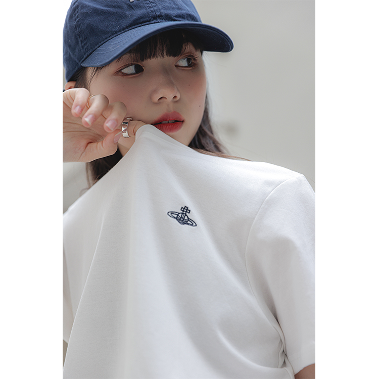 實拍2024夏季刺繡宇宙の純棉女夏百搭圓領純色短袖白T恤