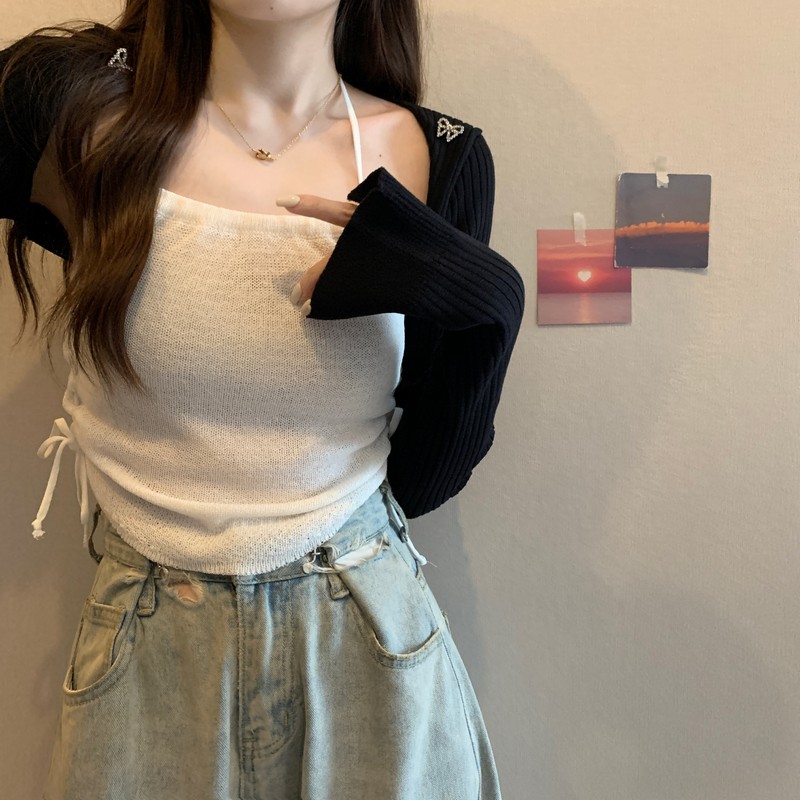 已出貨 粉色性感純欲掛脖吊帶上衣內搭夏季短款抹胸辣妹無袖泰式