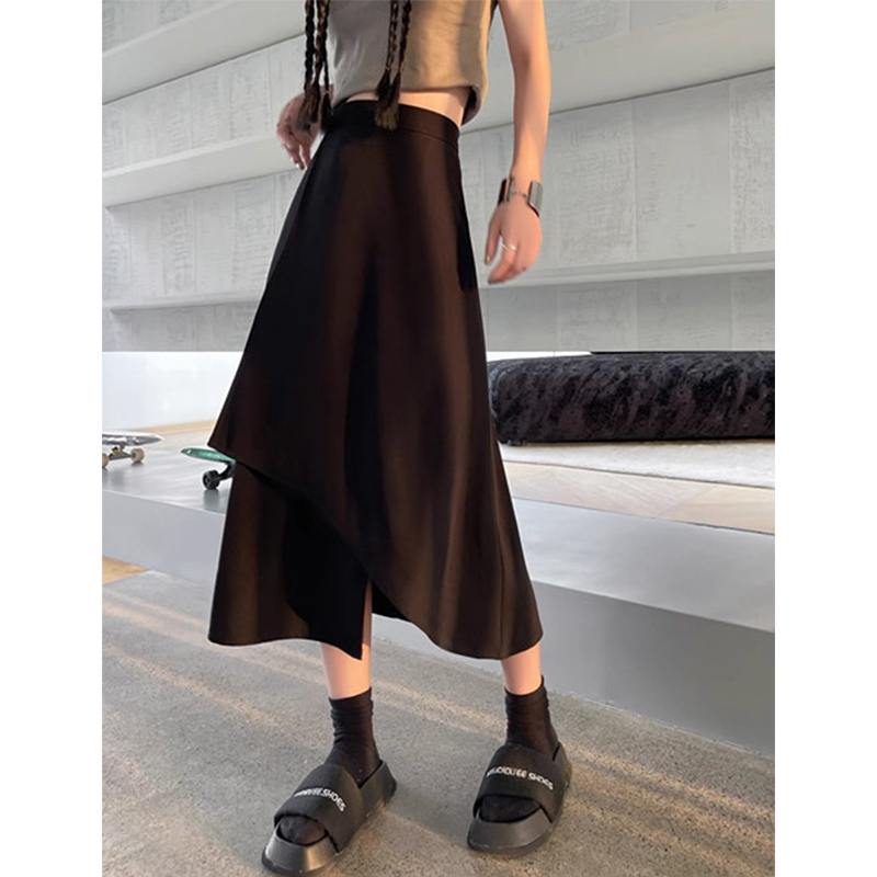 夏季2024新款純色不規則半身裙女