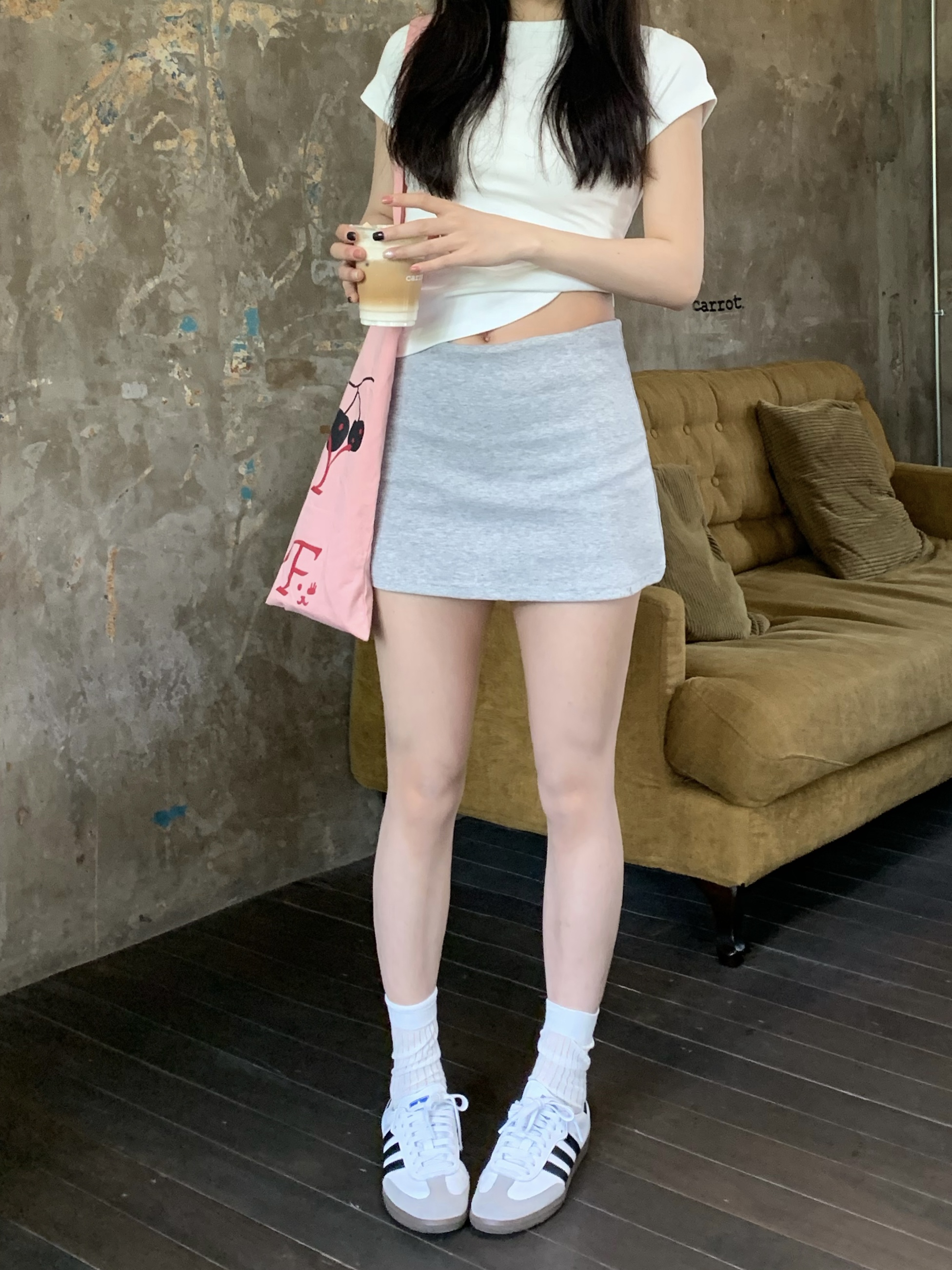 實拍~基礎小裙裙直筒半身裙純色百搭顯瘦短裙
