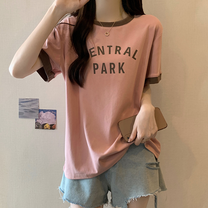 實拍 短袖t恤女夏趣味印花短款圓領上衣大碼女裝200斤