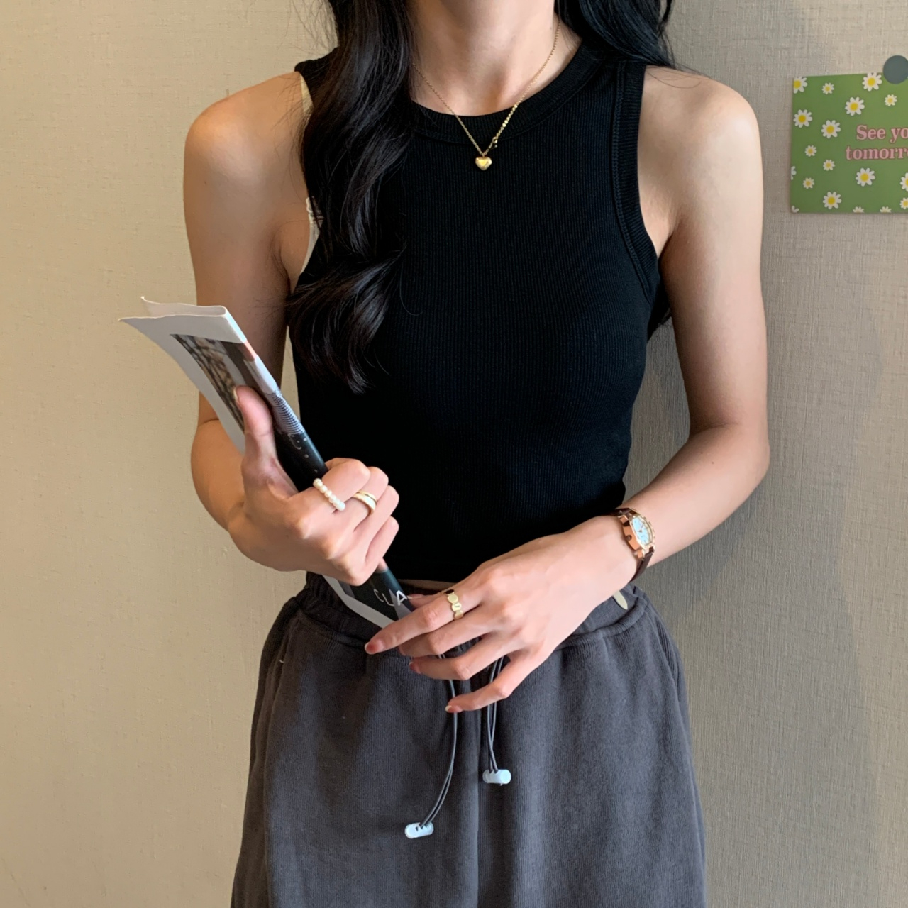 掛脖背心女夏外穿遮副乳吊帶小眾內搭修身設計感純棉打底無袖上衣