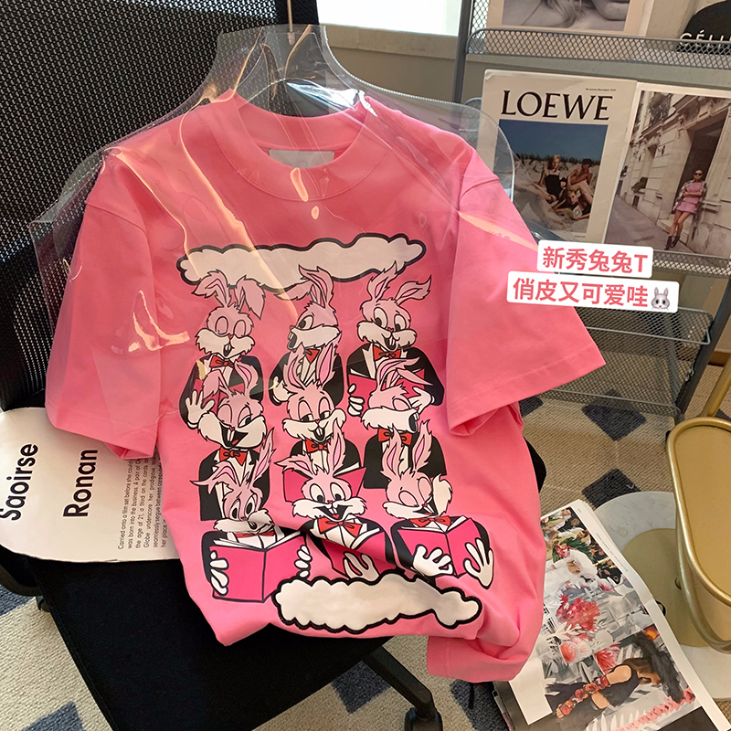 2024年夏裝新款 220克/精梳純棉後包領有縫邊S-XXXL夏裝短袖T恤女