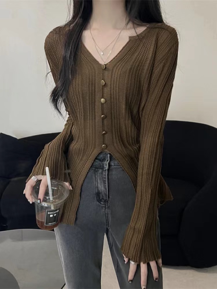 在生仿棉  針織衫上衣女早秋季新款氣質尚寬鬆顯瘦簡約套頭長袖