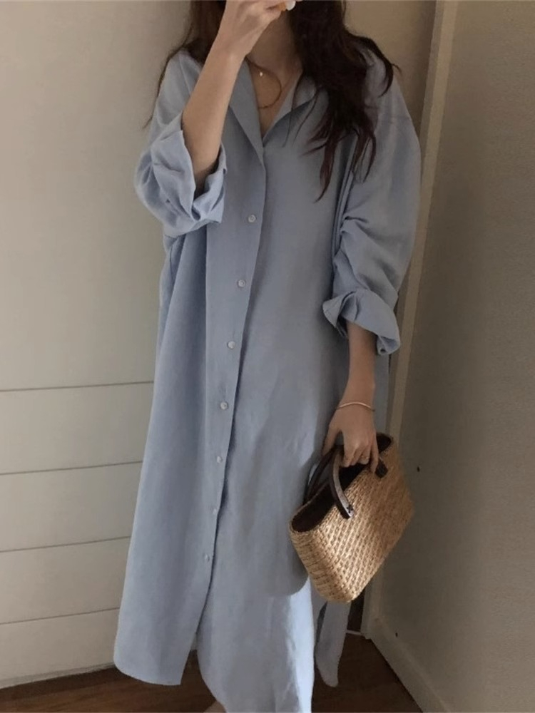 沙灘海邊白色防曬開衫外套女夏季襯衣薄款高級感休閒寬鬆長款襯衫