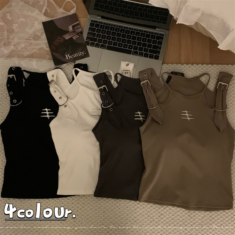 Real shot of summer hottie American style workwear style sexy camisole with adjustable shoulder straps and padded top