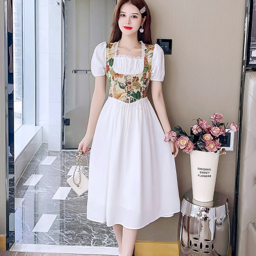 2024 sweet and high-end milky sweet tea break princess dress retro palace style oil painting dress French super fairy