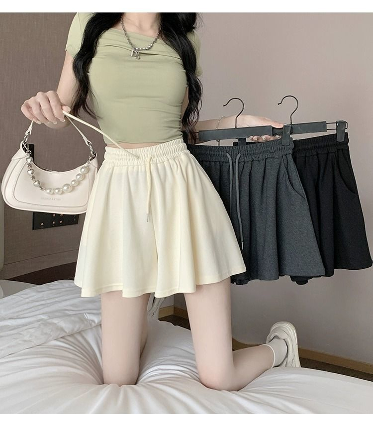 裙褲女夏季新款日系慵懶風垂感闊腿褲大碼時尚寬鬆顯瘦褲裙短褲子